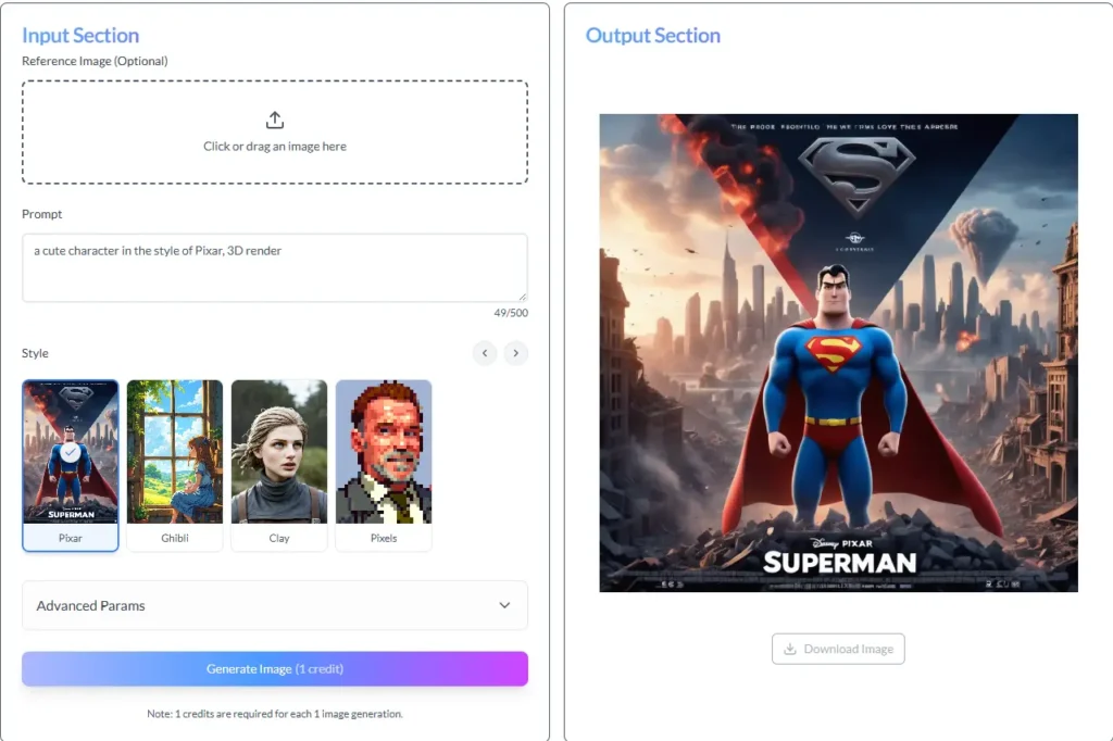screenshot of Cartoon Ai Generator